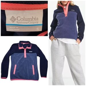 Columbia Women's Half Snap Neck Nocturnal/Camelia Rose Navy/Pink Fleece Pullover